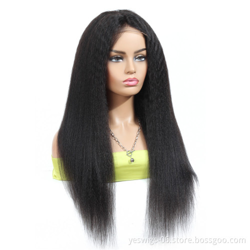 Brazilian Virgin Hair Cuticle Aligned Lace Front Wig, 13*4 Yaki Straight Remy Hair Lace Front Wigs For Black Women